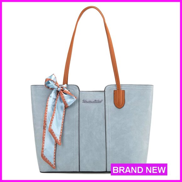 Handbags - Medium Vegan Leather Tote Satchel Top Handle Shoulder Bag Elegant Chic